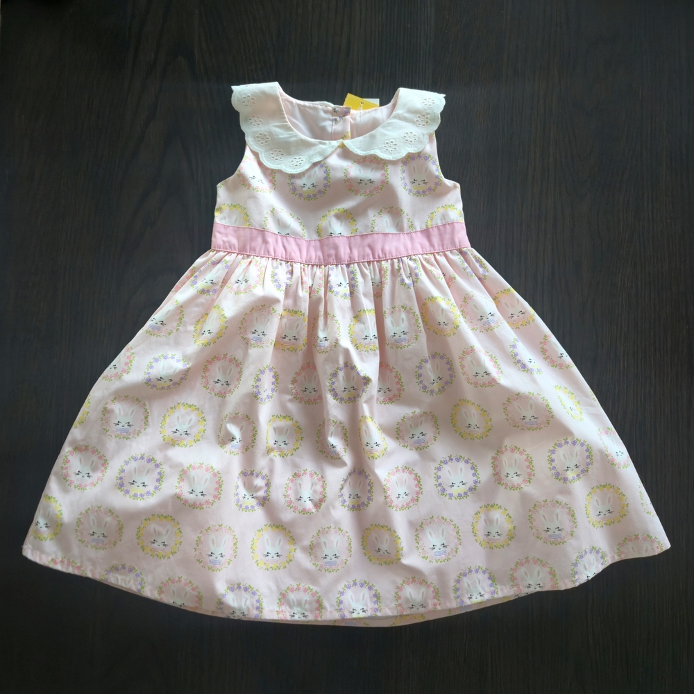 NWT Pink Cotton Bunny And Floral Spring Dress